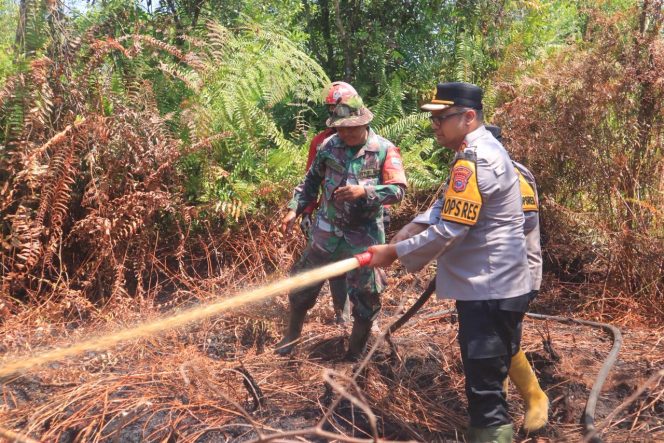 
					Kapolres Boby Putra Langsung Tangani Pemadaman Api Karhutla di Rimbo Panjang