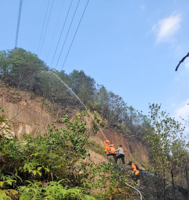 
					Kapolsek Bangkinang Barat Pimpin Pemadaman Karhutla di Salo Timur