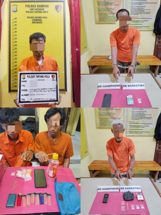 
					Tak Kenal Ampun, Polres Kampar Kembali Sikat 5 Pengedar Narkoba