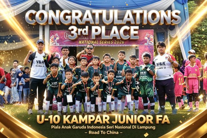
					Tim Sepak Bola Kampar Junior FA U-10 Amankan Tiket ke China Laga Antar Negara